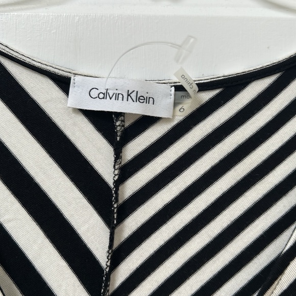 Calvin Klein black and white striped v neck midi sundress - Picture 5 of 5